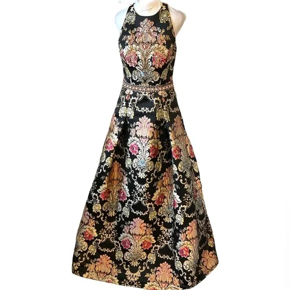 Jovani 48394 Metallic Floral Beaded Gown Size 6 Multi Color - Picture 3 of 15